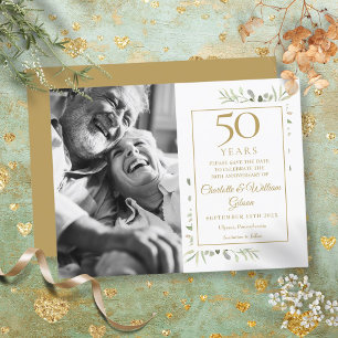 50. goldene Hochzeitsjubiläum Grün Foto Ankündigungspostkarte