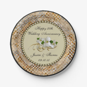 50. Goldene Hochzeitspulplatte Pappteller