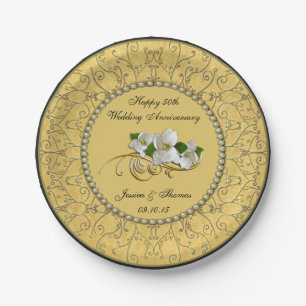50. Goldene Hochzeitspulplatte Pappteller