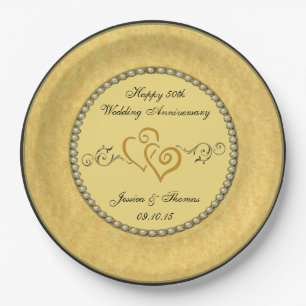 50. Goldene Hochzeitspulplatte Pappteller