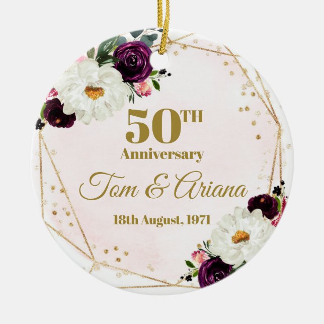 50. Goldene Hochzeitsszenario Keramik Ornament (Vorne)