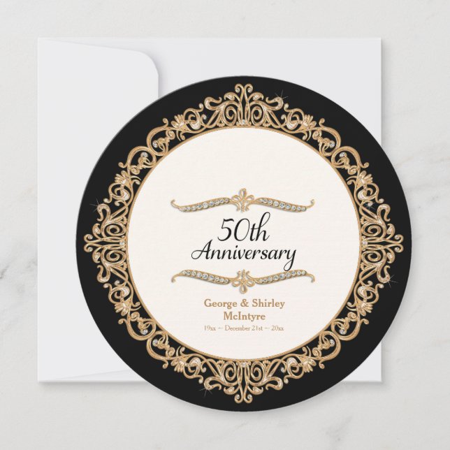 50. Goldene Hochzeitstagsfeier Einladung (Vorderseite)