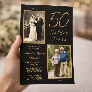 50 goldene Jahre 50. Hochzeitstag Gold Einladung