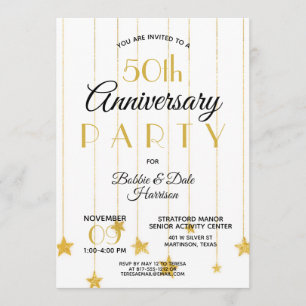 50. Goldene Jubiläums-Event-Goldparty Einladung