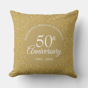 50. Goldene Jubiläums-Liebesherzen-Konfetti Kissen