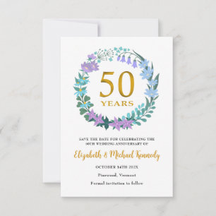 50. goldene Jubiläumskarte zur Vorabanzeige des Te Save The Date