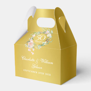 50. goldene Jubiläumsrosen Floral Gold Geschenkschachtel