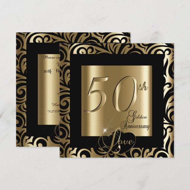 50. Goldener Hochzeitstag Einladung (Vorne/Hinten)