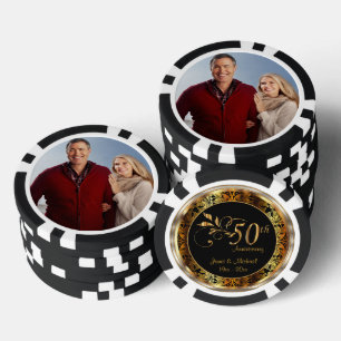 50. Goldener Hochzeitstag mit Foto Pokerchips