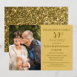 50. Goldener Jubiläum Überraschung Party Glitzer Einladung