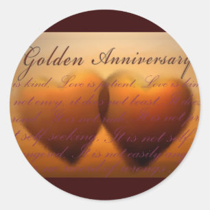 50. Goldenes Herzdesign für das Jubiläum Runder Aufkleber