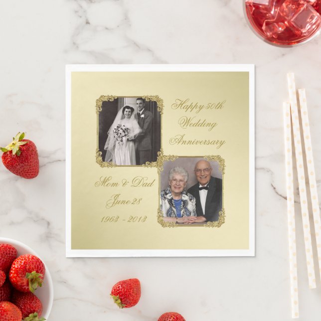 50. Goldenes Hochzeitsjubiläum Foto Napkins Serviette (Beispiel)