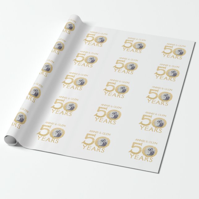 50. Goldenes Hochzeitsszenario-Foto - Achtung, abe Geschenkpapier (Ungerollt)