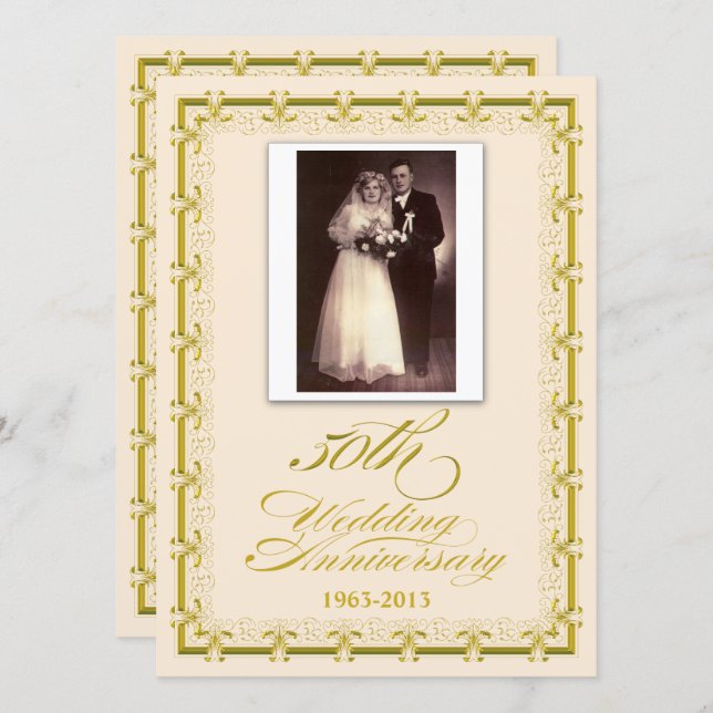 50. Goldenes Hochzeitsszenario-Foto Einladung (Vorne/Hinten)