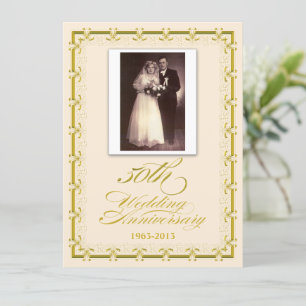 50. Goldenes Hochzeitsszenario-Foto Einladung