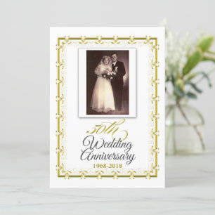 50. Goldenes Hochzeitsszenario-Foto Einladung