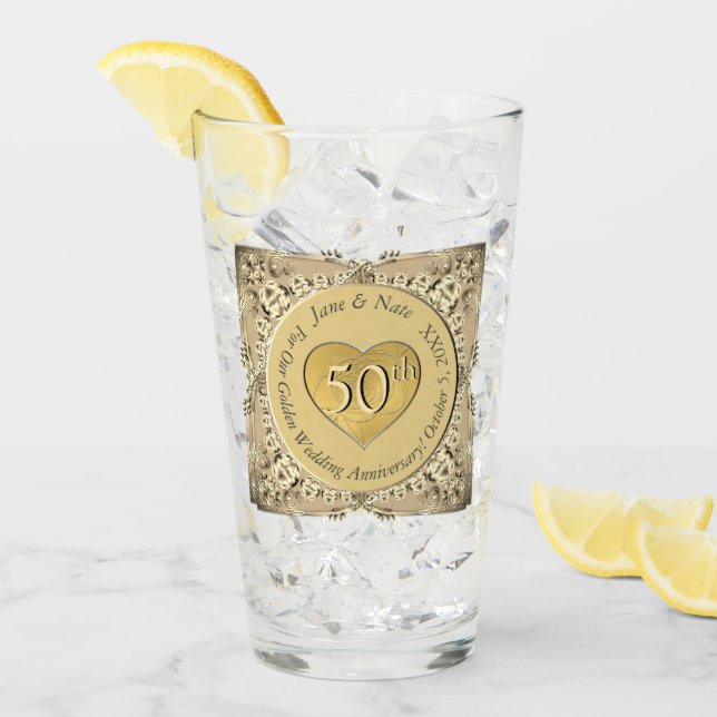 50. Goldenes Hochzeitsszenario Glas (Vorderseite Ice)