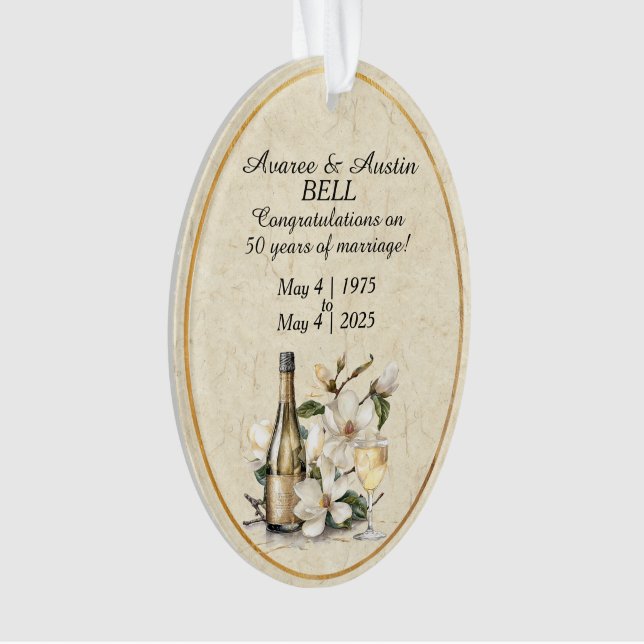 50. Goldenes Hochzeitsszenario Ornament (Vorderseite)