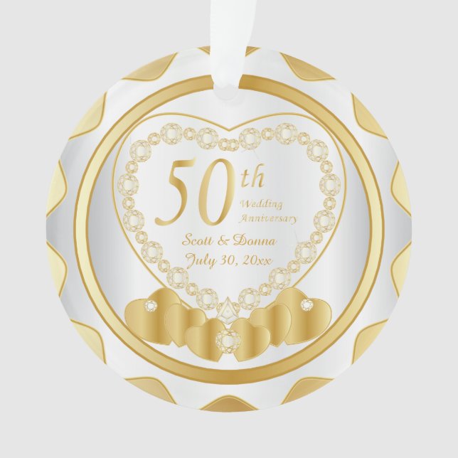 50. Goldenes Hochzeitstag 2 Ornament (Vorderseite)