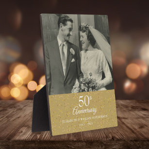 50. Goldenes Hochzeitstag Confetti-Foto Fotoplatte