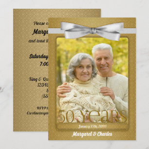 50. Goldenes Hochzeitstag-Foto Einladung