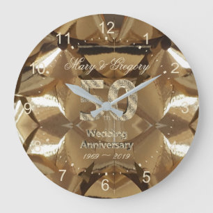 50. Goldenes Hochzeitstag-Geschenk-elegantes Gold Große Wanduhr