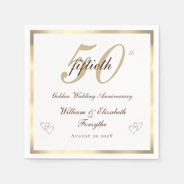 50. Goldenes Hochzeitstag Napkin Serviette (Vorderseite)