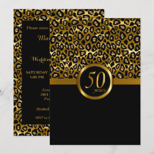 50. Goldenes Jahr Leopard Muster Jubiläum Einladung