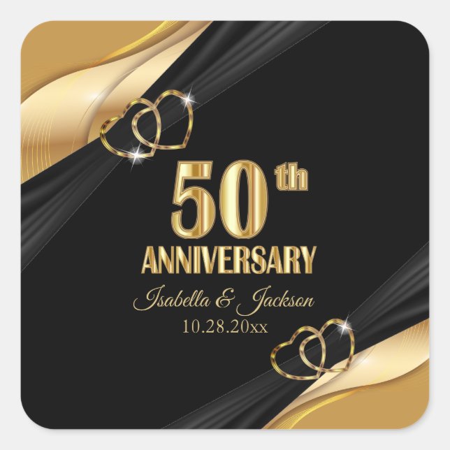 50. Goldenes Jahr Quadratischer Aufkleber (Vorderseite)