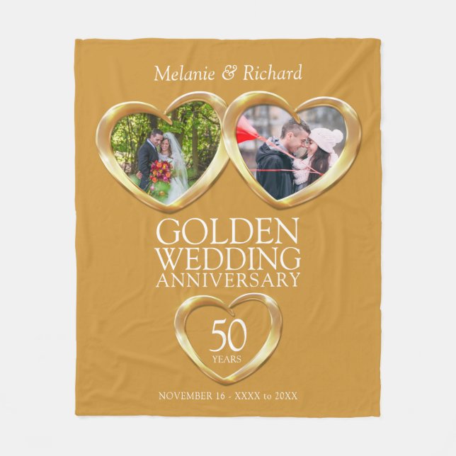 50. Goldenes Jubiläum ab und zu Foto Herz Fleecedecke (Vorderseite)