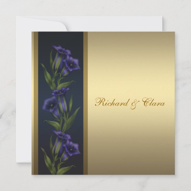 50. Goldenes Jubiläum Lila Gentian Violets Einladung (Vorderseite)