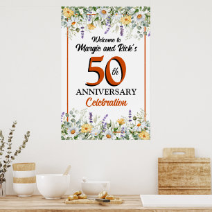 50. Goldenes Jubiläums-Willkommensschild, Wilde Bl Poster