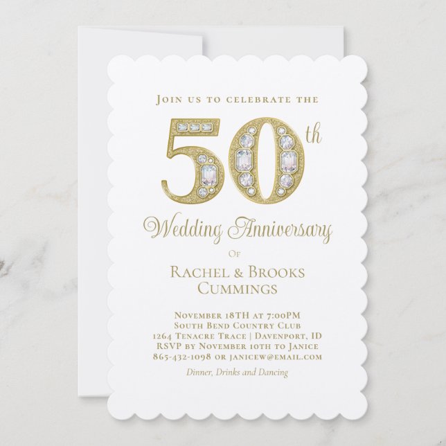 50. Goldenes Party zum Hochzeitstag Einladung (Vorderseite)
