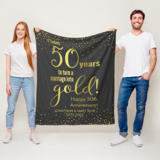 50. Goldhochzeit Fleecedecke