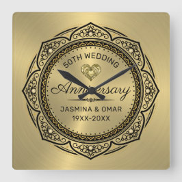 50. Goldhochzeit Jubiläum islamische Dekoration Quadratische Wanduhr