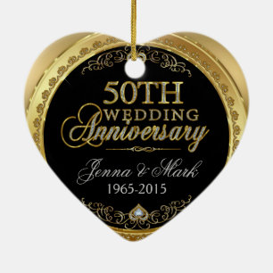 50. Goldhochzeit Keramik Ornament