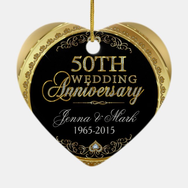 50. Goldhochzeit Keramik Ornament (Hinten)