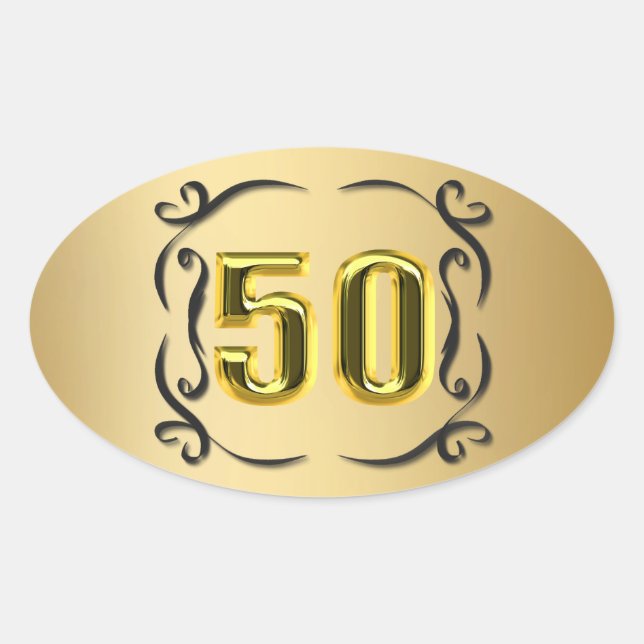 50 Goldsiegeln und -kleber Ovaler Aufkleber (Vorderseite)