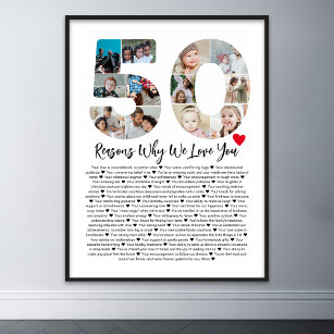50 Gründe für die Liebe der 50. Geburtstagskollage Poster