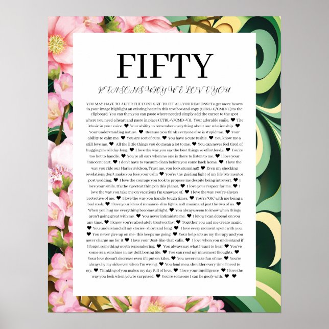 50 Gründe für die Liebe Poster (Vorne)