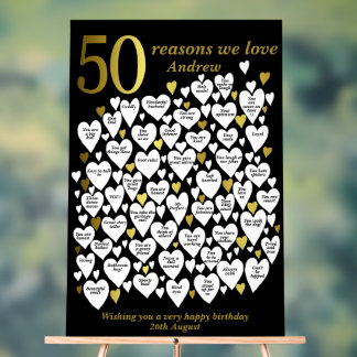 50 Gründe für die Liebe Sie 50. Geburtstagsherz Acrylschild