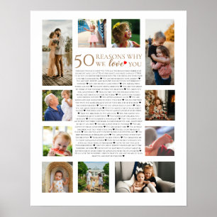 50 Gründe, warum wir dich lieben Foto-Collage Gebu Poster