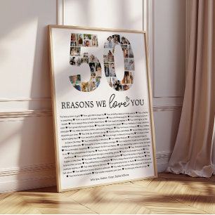 50 Gründe, warum wir dich lieben Foto-Collage-Gesc Poster