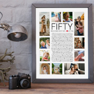 50 Gründe, warum wir dich lieben Fotocollage Poster