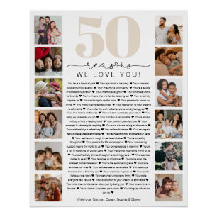 50 Gründe, warum wir dich lieben Geburtstagsgesche Poster