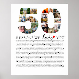 50 Gründe, warum wir dich lieben goldene Hochzeit Poster