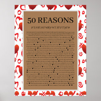50 Gründe, warum wir Sie Liebe Poster