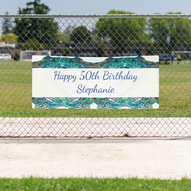 50. Happy Birthday Party Blue Abstrakt Banner (Insitu)