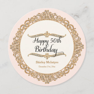 50. Happy Birthday Party Celebration Round Invite Einladung