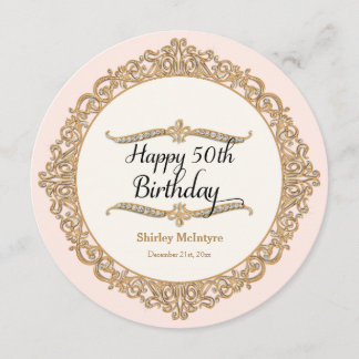 50. Happy Birthday Party Celebration Round Invite Einladung